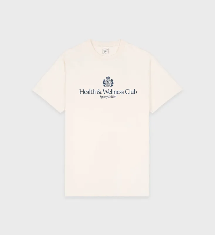 H&W Crest T-Shirt - Cream/Navy sold by Sporty and Rich