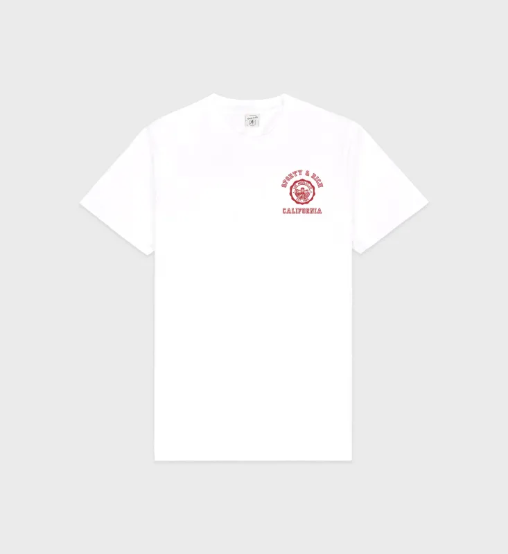 California Emblem T-Shirt - White/Ruby sold by Sporty and Rich