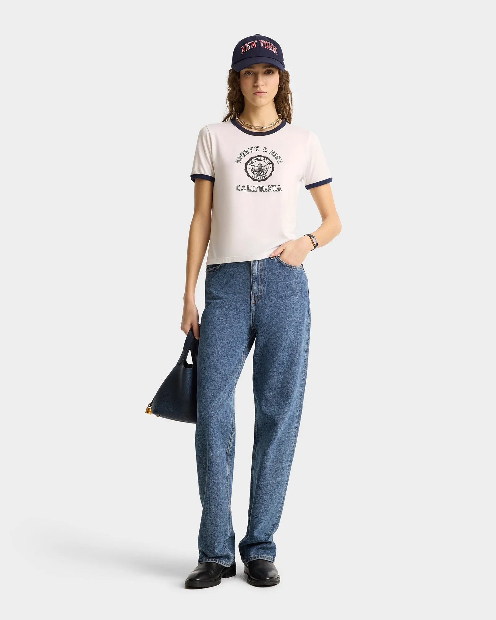 California Emblem Ringer Tee - White/Navy sold by Sporty and Rich product image thumbnail 2