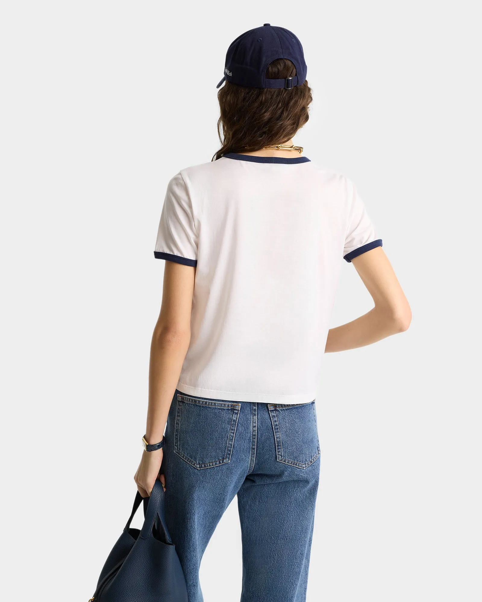 California Emblem Ringer Tee - White/Navy sold by Sporty and Rich product image thumbnail 5