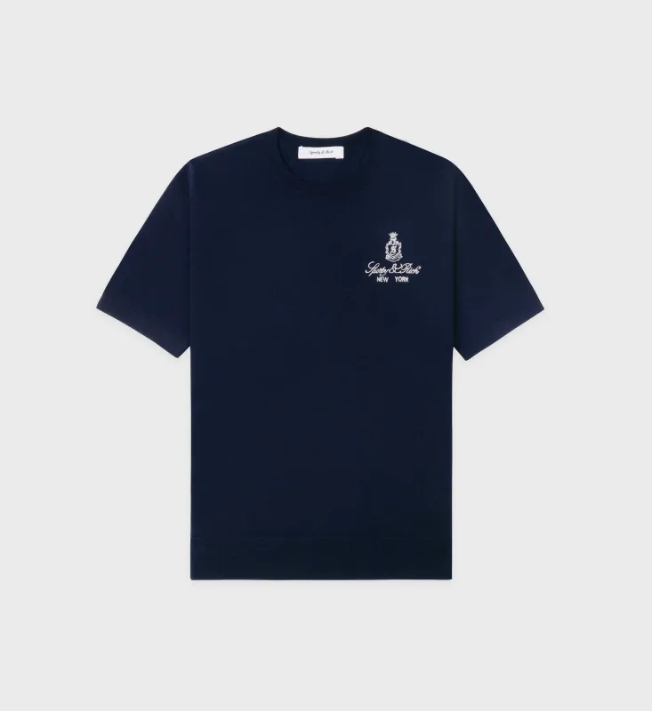 Vendome Merino Sweater - Navy sold by Sporty and Rich