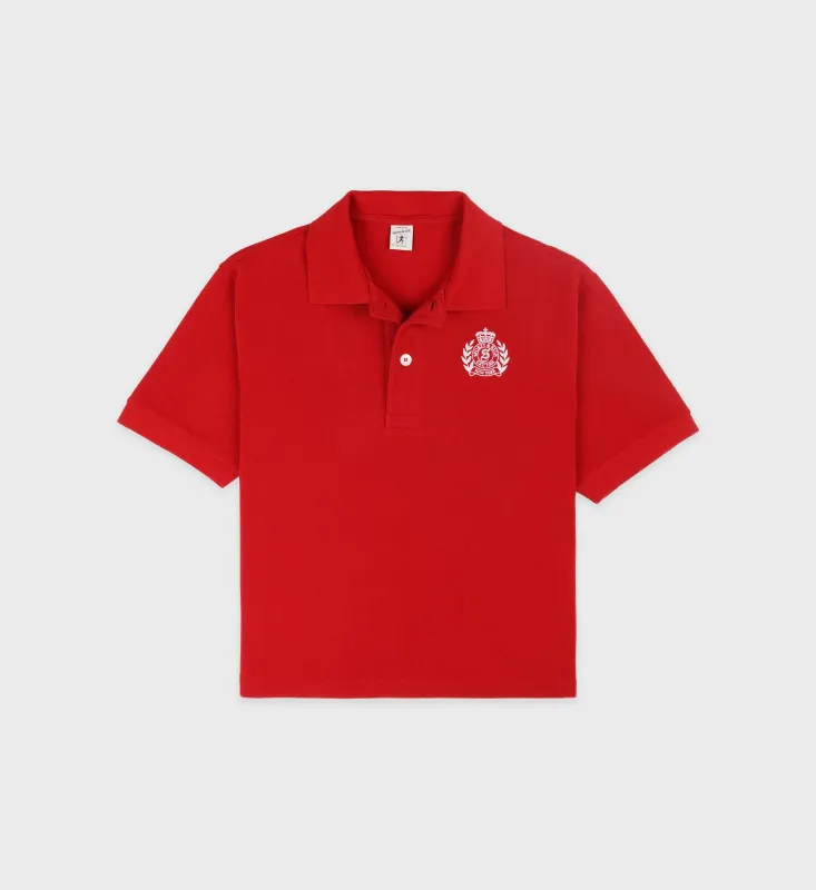 H&W Crest Pique Polo - Ruby/White sold by Sporty and Rich
