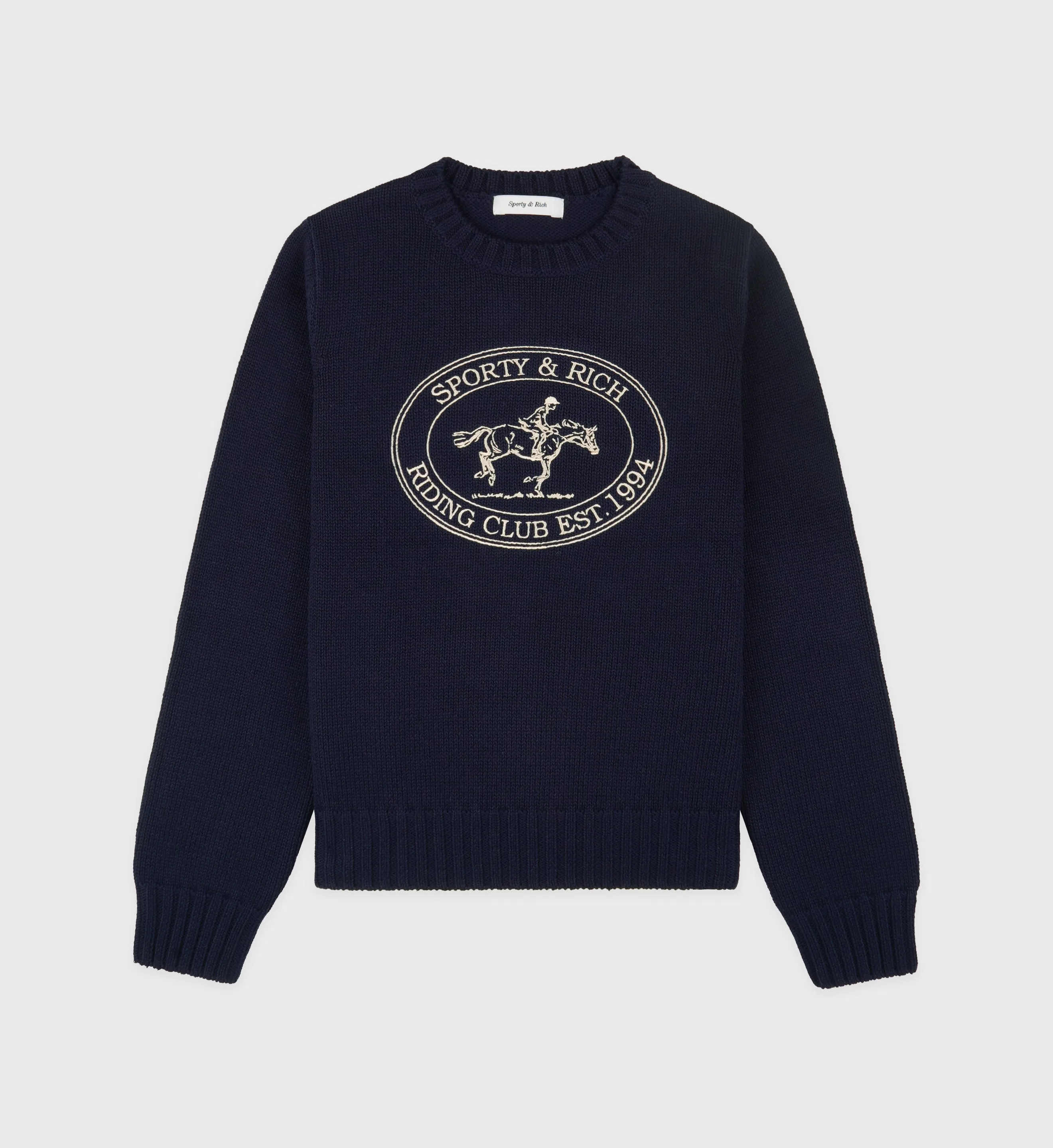 Riding Club Knitted Sweater - Navy/Ecru sold by Sporty and Rich