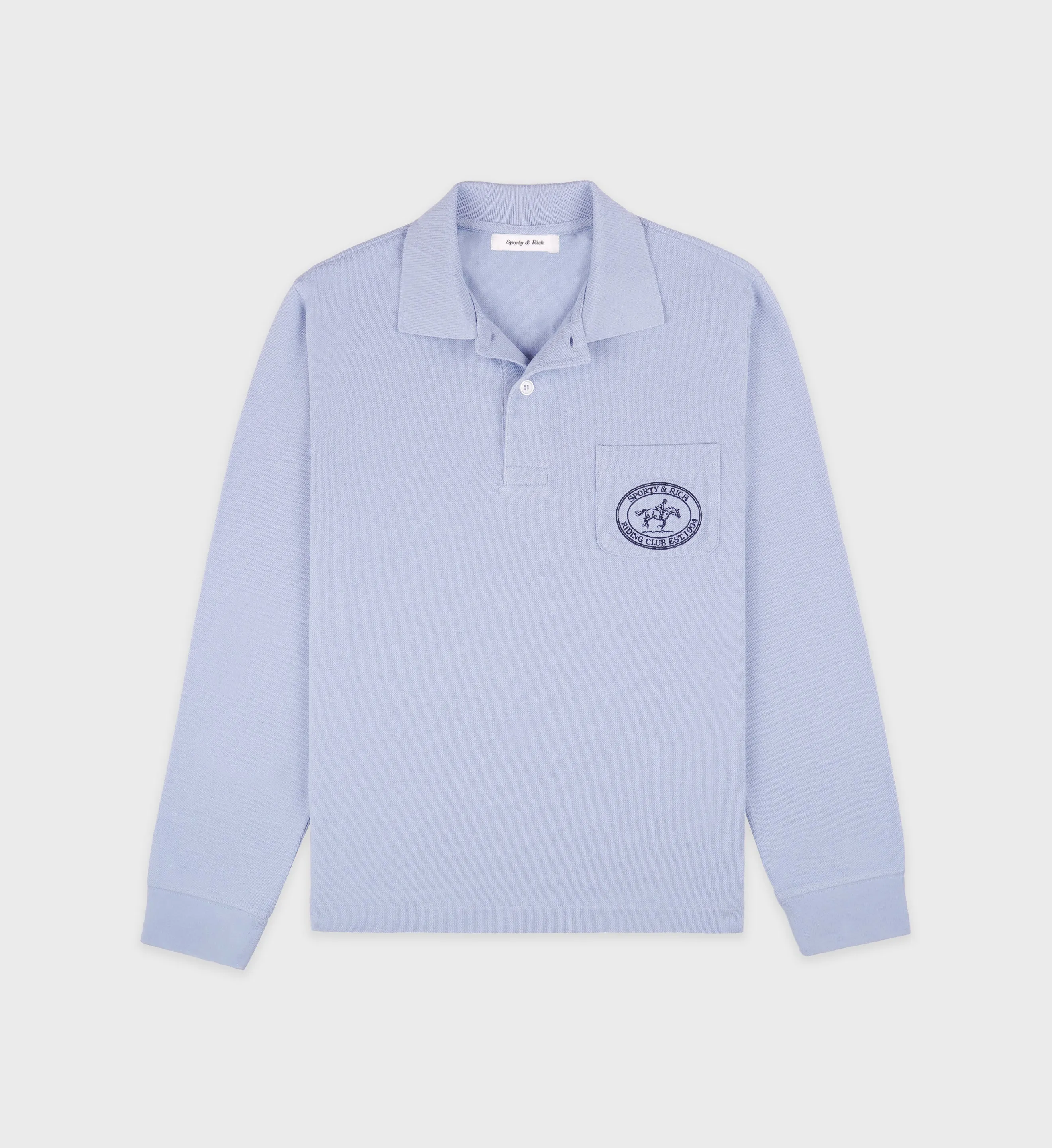 Riding Club Pique Polo - Washed Hydrangea/Navy sold by Sporty and Rich