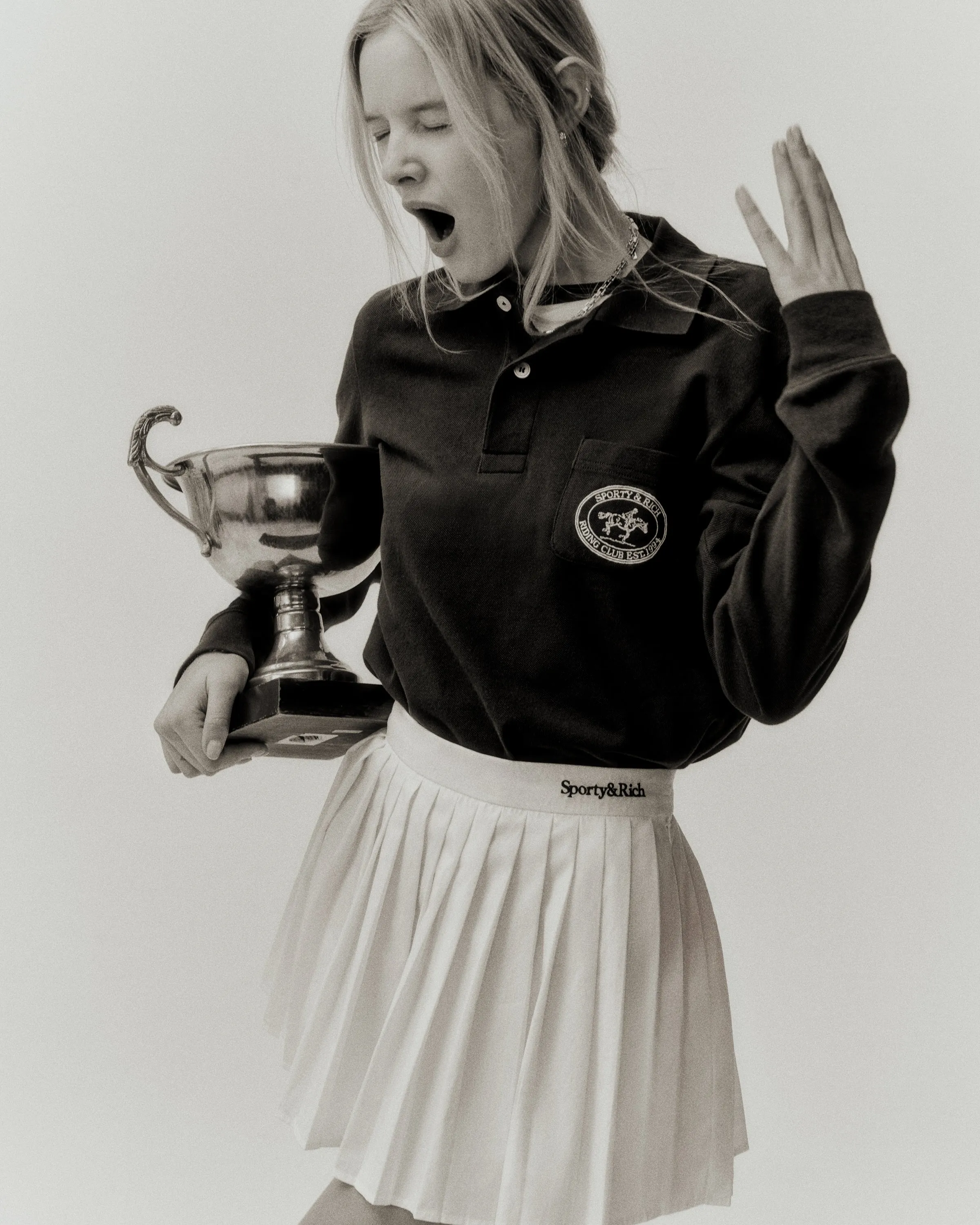 Riding Club Longsleeve Pique Polo - Navy/Cream sold by Sporty and Rich product image thumbnail 2