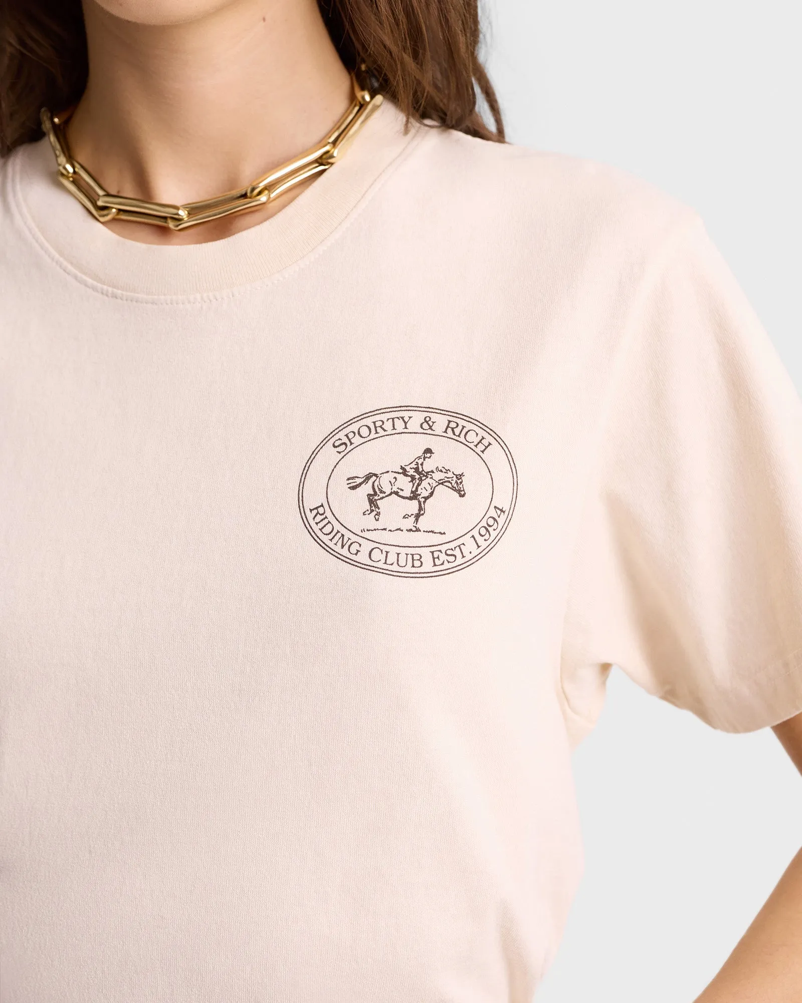 Riding Club T-Shirt - Cream/Chocolate sold by Sporty and Rich product image thumbnail 5