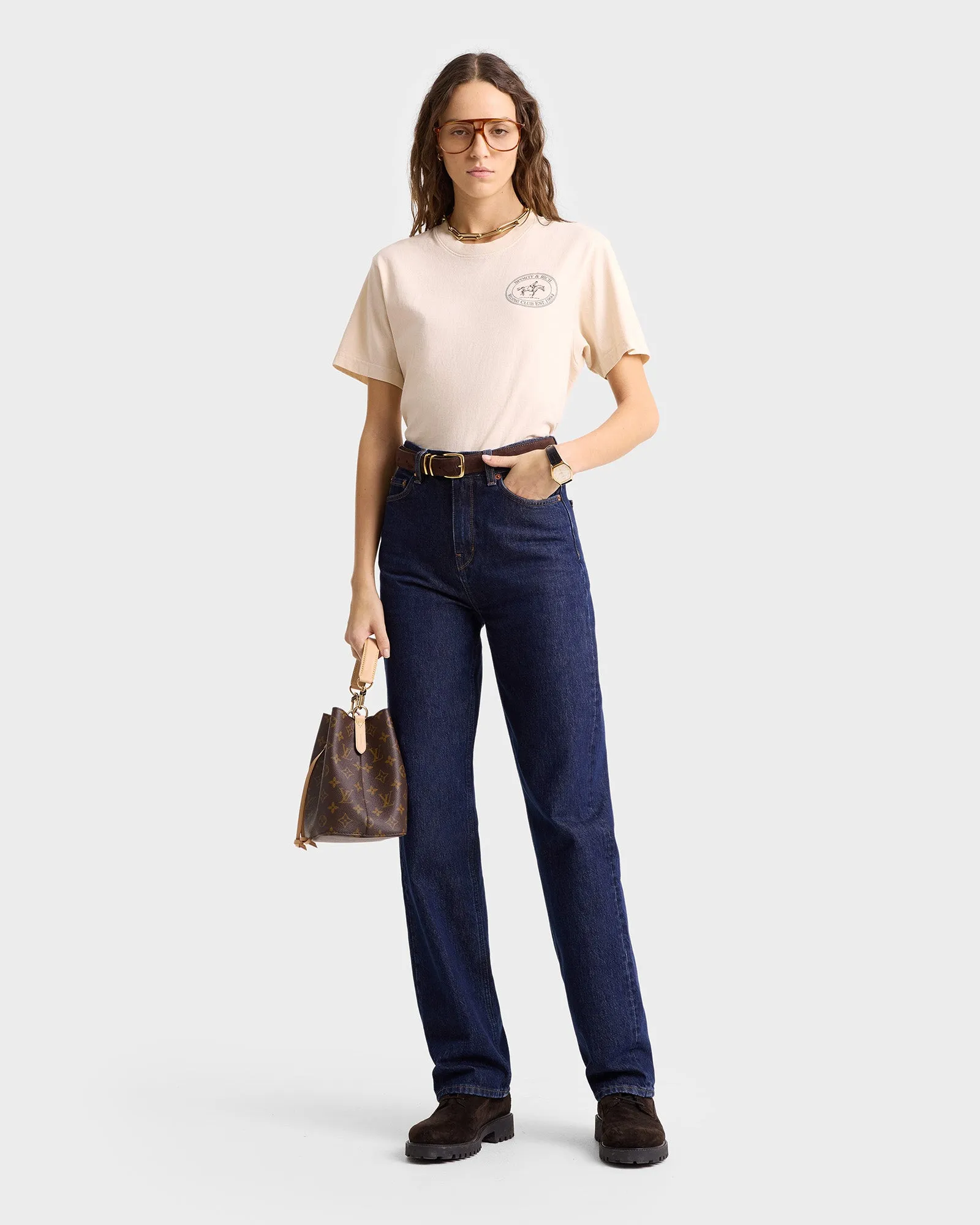 Riding Club T-Shirt - Cream/Chocolate sold by Sporty and Rich product image thumbnail 3