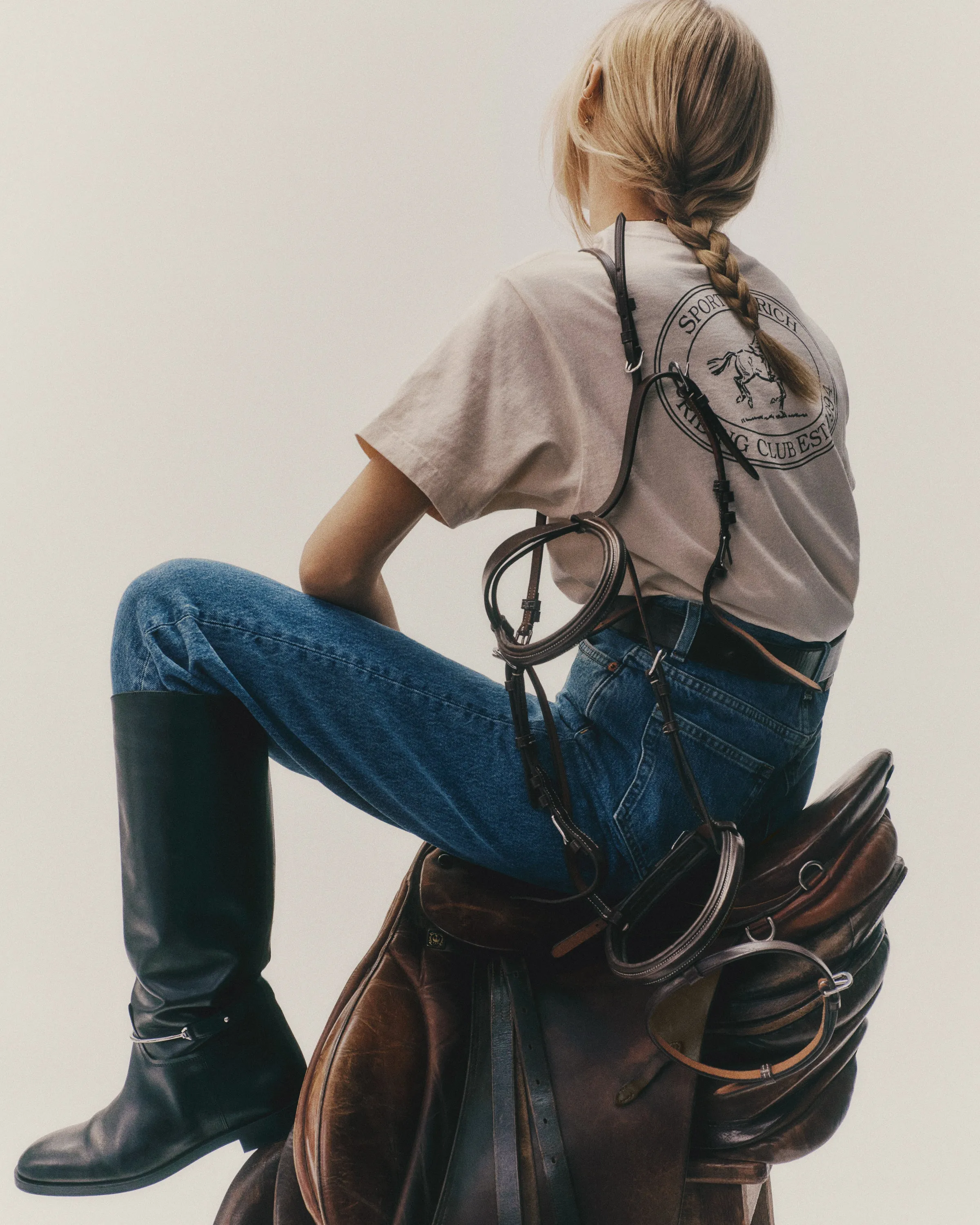 Riding Club T-Shirt - Cream/Chocolate sold by Sporty and Rich product image thumbnail 2