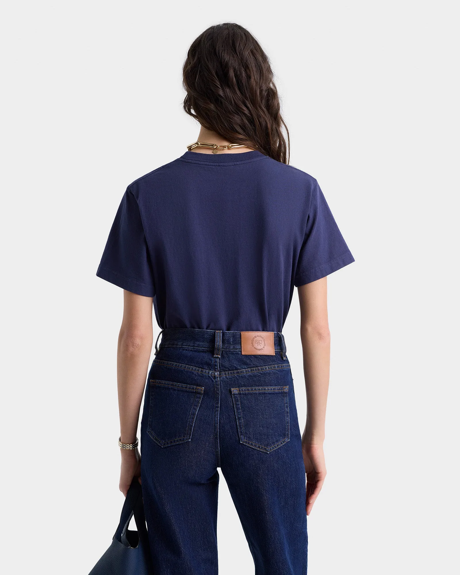 H&W Crest T-Shirt - Navy/White sold by Sporty and Rich product image thumbnail 5