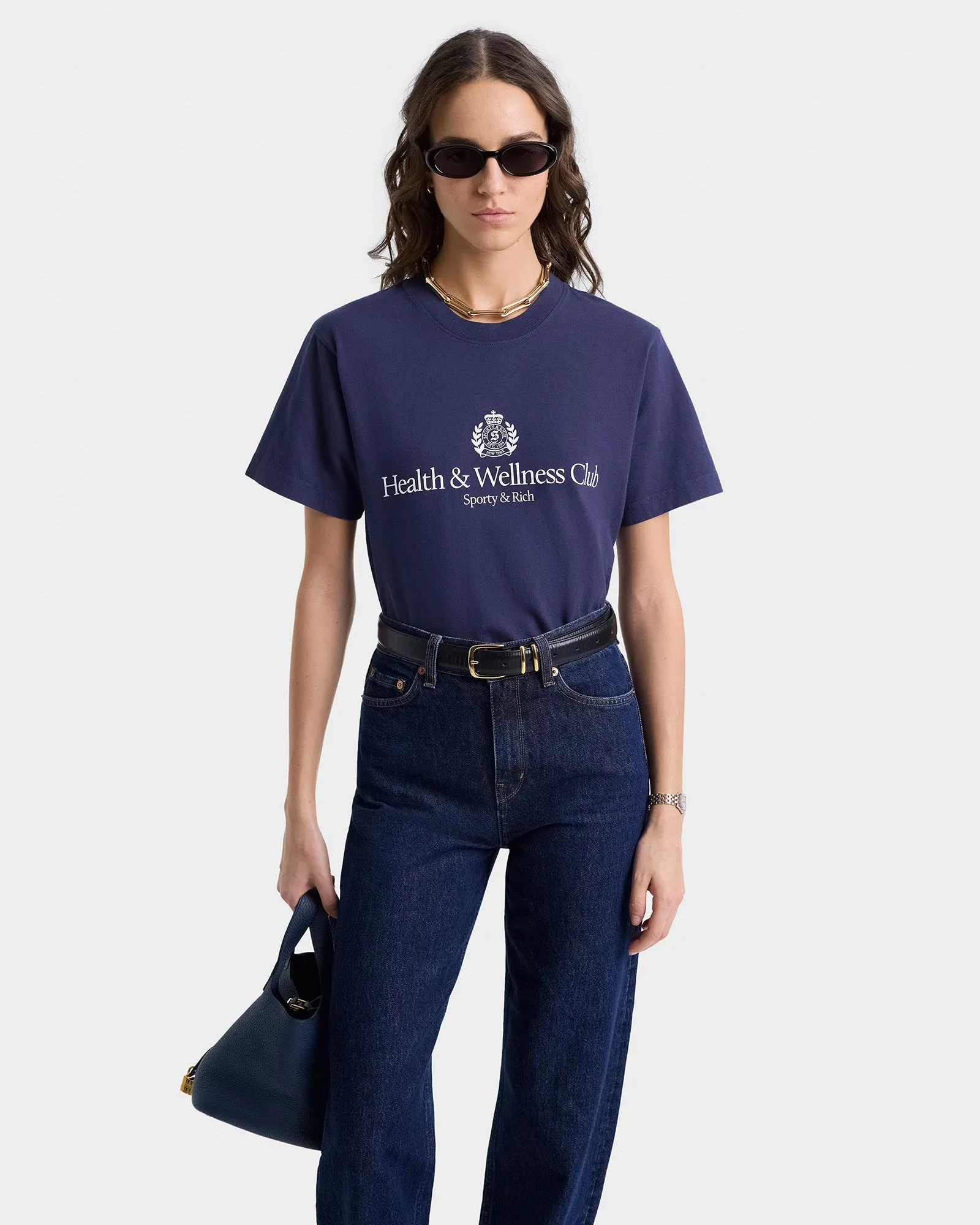 H&W Crest T-Shirt - Navy/White sold by Sporty and Rich product image thumbnail 3