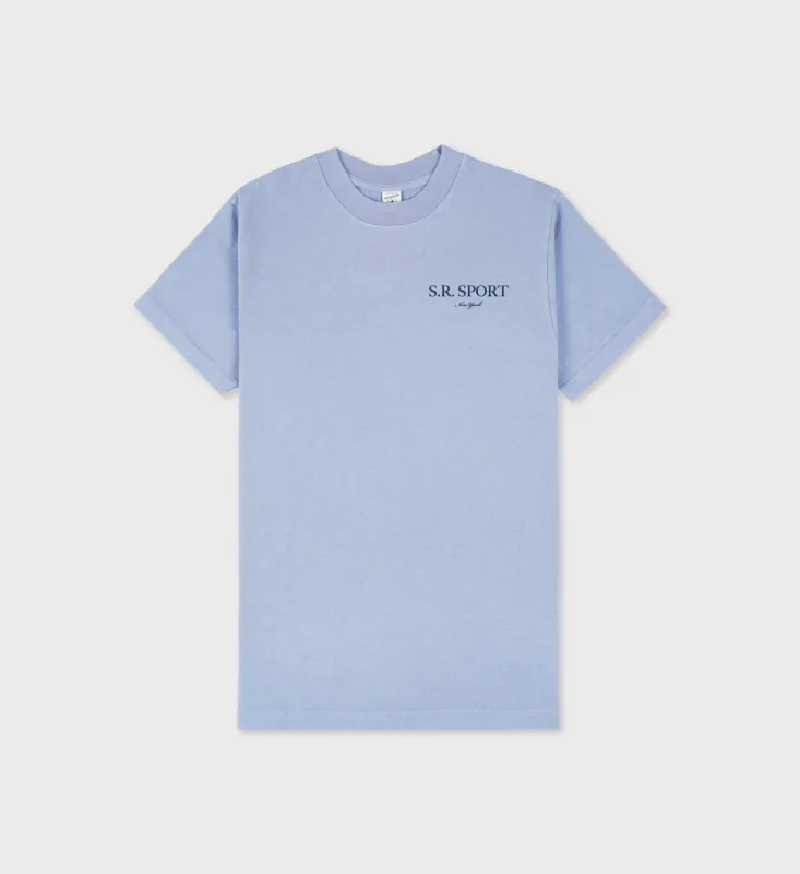 Wimbledon T-Shirt - Washed Hydrangea/Navy sold by Sporty and Rich