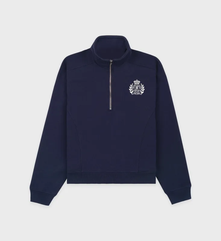 H&W Crest Quarter Zip - Navy/White sold by Sporty and Rich