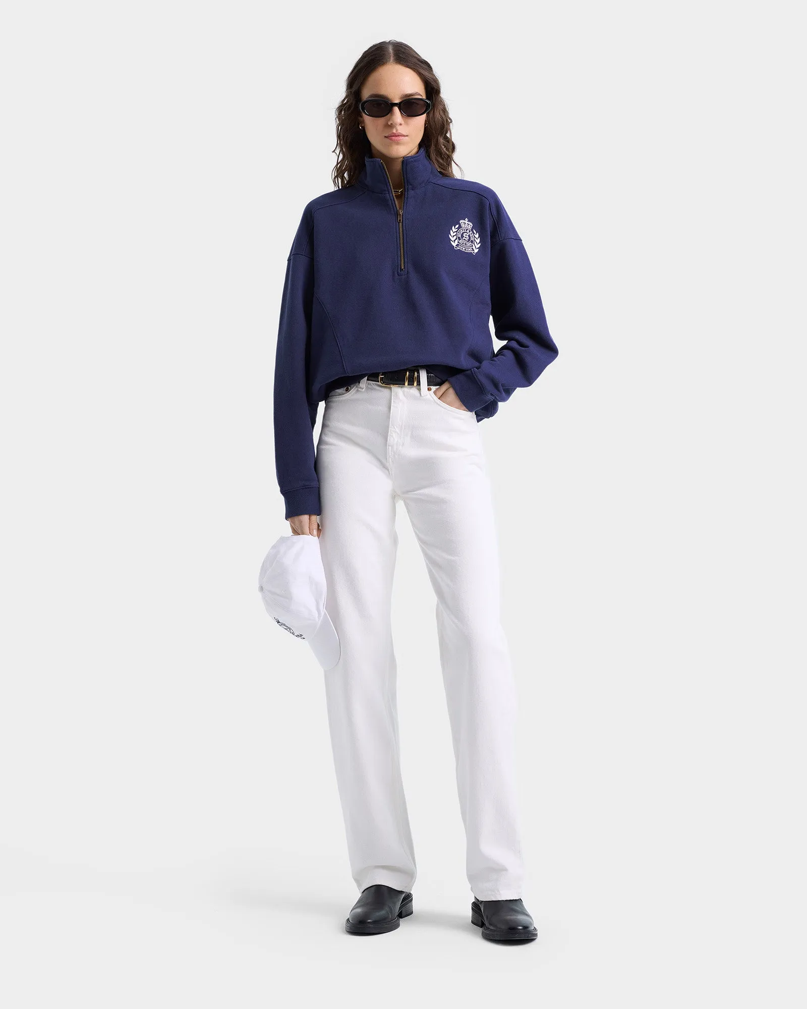 H&W Crest Quarter Zip - Navy/White sold by Sporty and Rich product image thumbnail 4