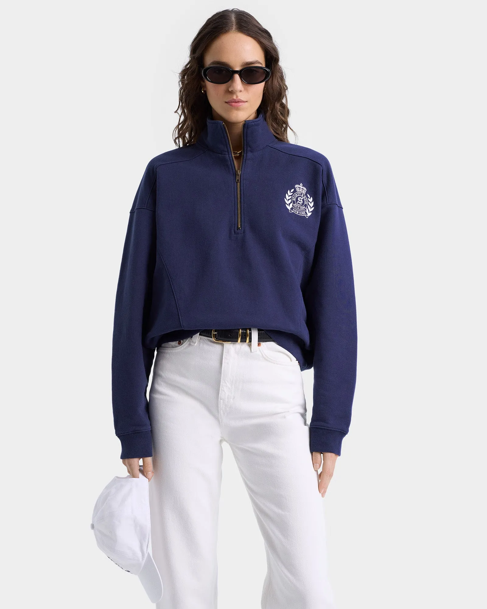 H&W Crest Quarter Zip - Navy/White sold by Sporty and Rich product image thumbnail 5