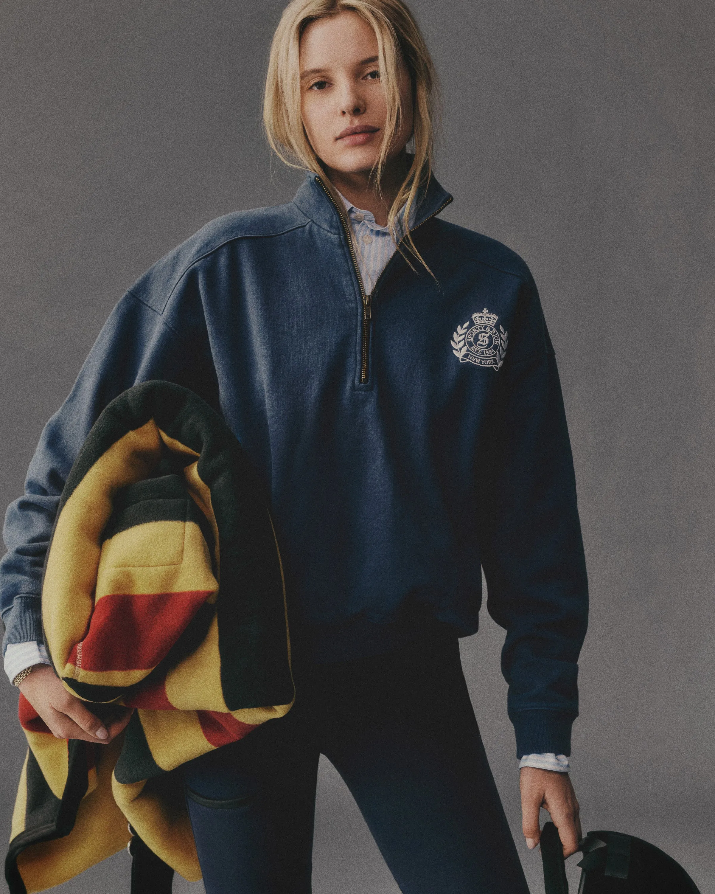 H&W Crest Quarter Zip - Navy/White sold by Sporty and Rich product image thumbnail 2