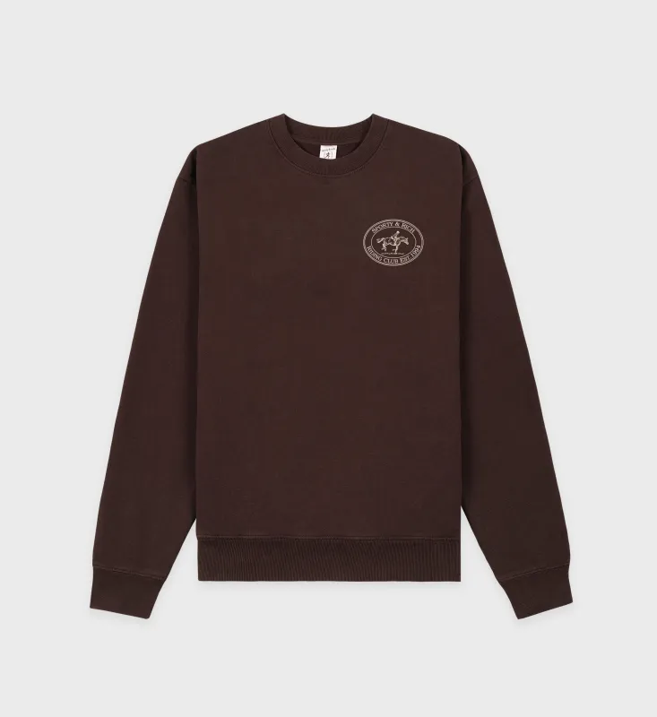 Riding Club Crewneck - Chocolate/Cream sold by Sporty and Rich