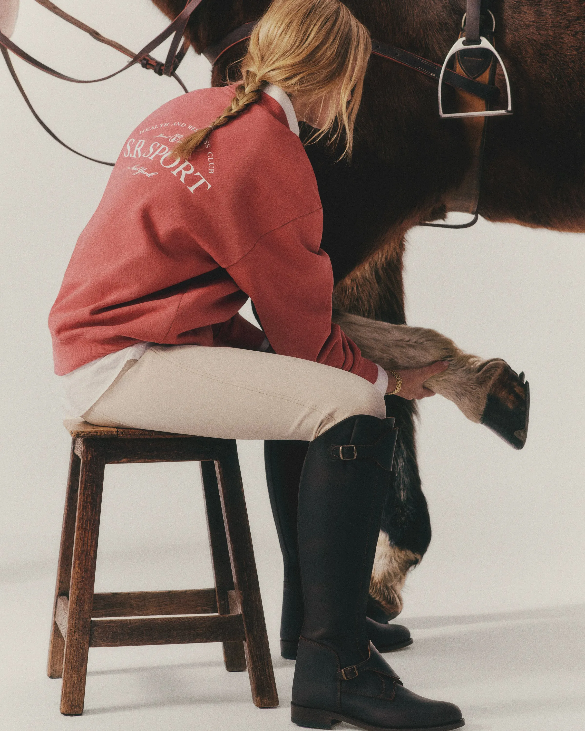 Wimbledon Crewneck - Desert Rose/White sold by Sporty and Rich product image thumbnail 3