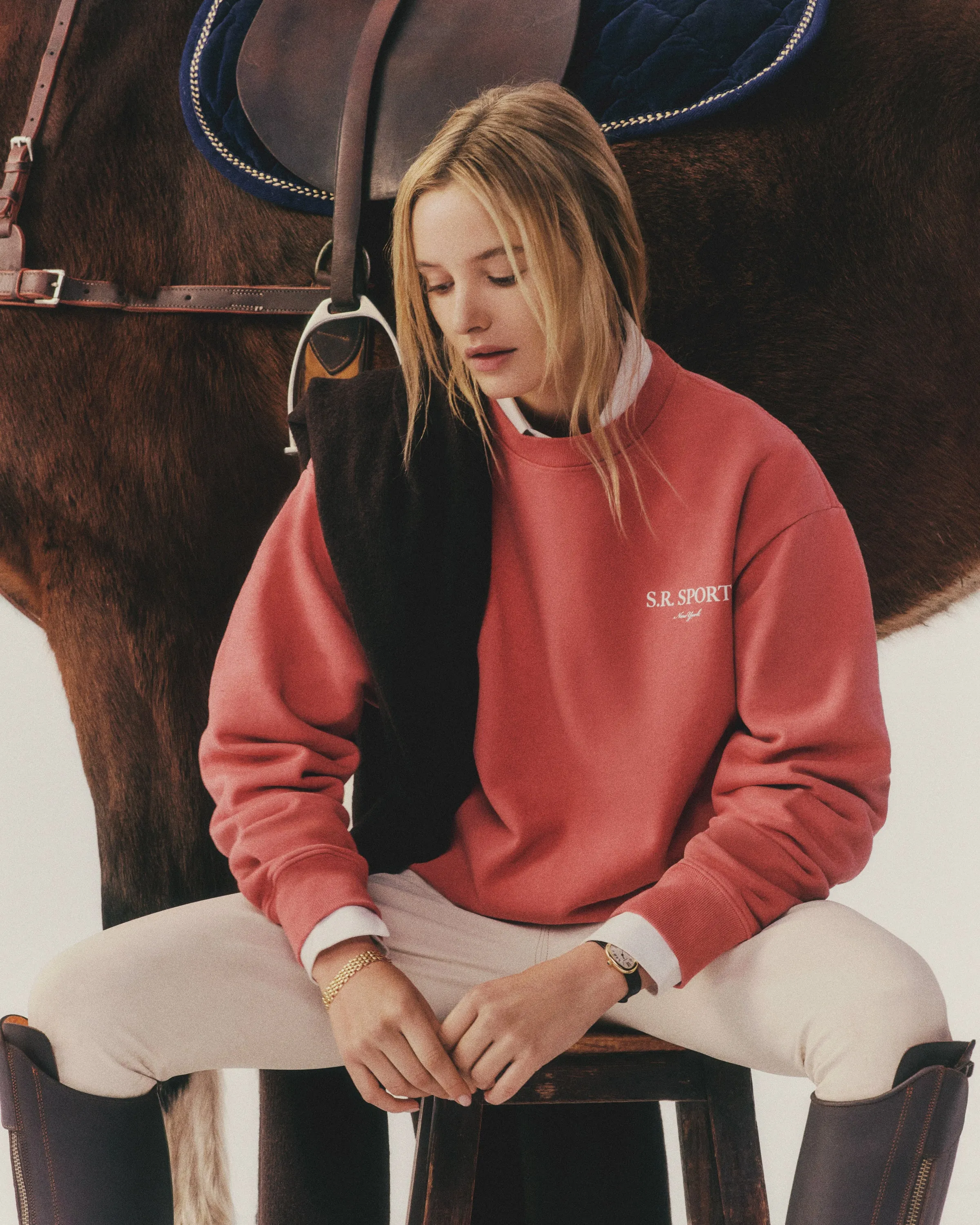 Wimbledon Crewneck - Desert Rose/White sold by Sporty and Rich product image thumbnail 2