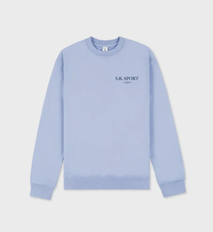Wimbledon Crewneck - Washed Hydrangea/Navy sold by Sporty and Rich