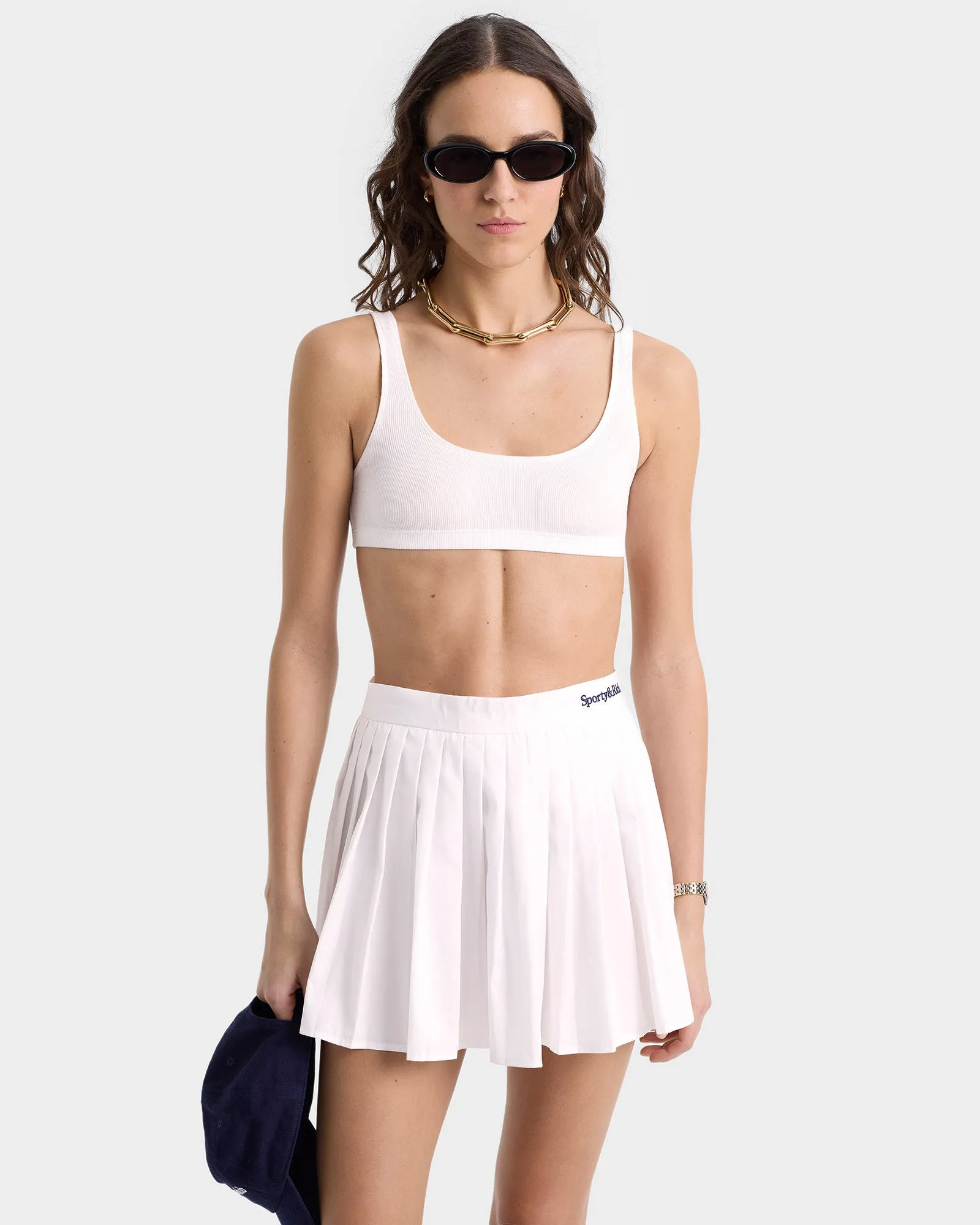 Serif Logo Anae Skirt - White/Dark Navy sold by Sporty and Rich product image thumbnail 5
