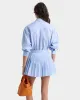 Serif Logo Anae Skirt - Washed Hydrangea/Navy sold by Sporty and Rich