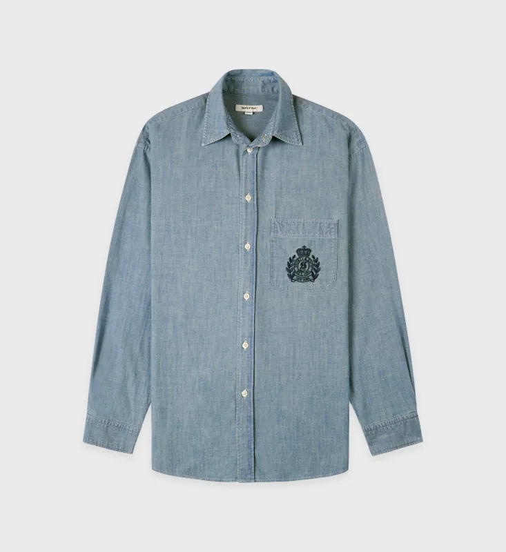 H&W Crest Oversized Shirt - Chambray sold by Sporty and Rich