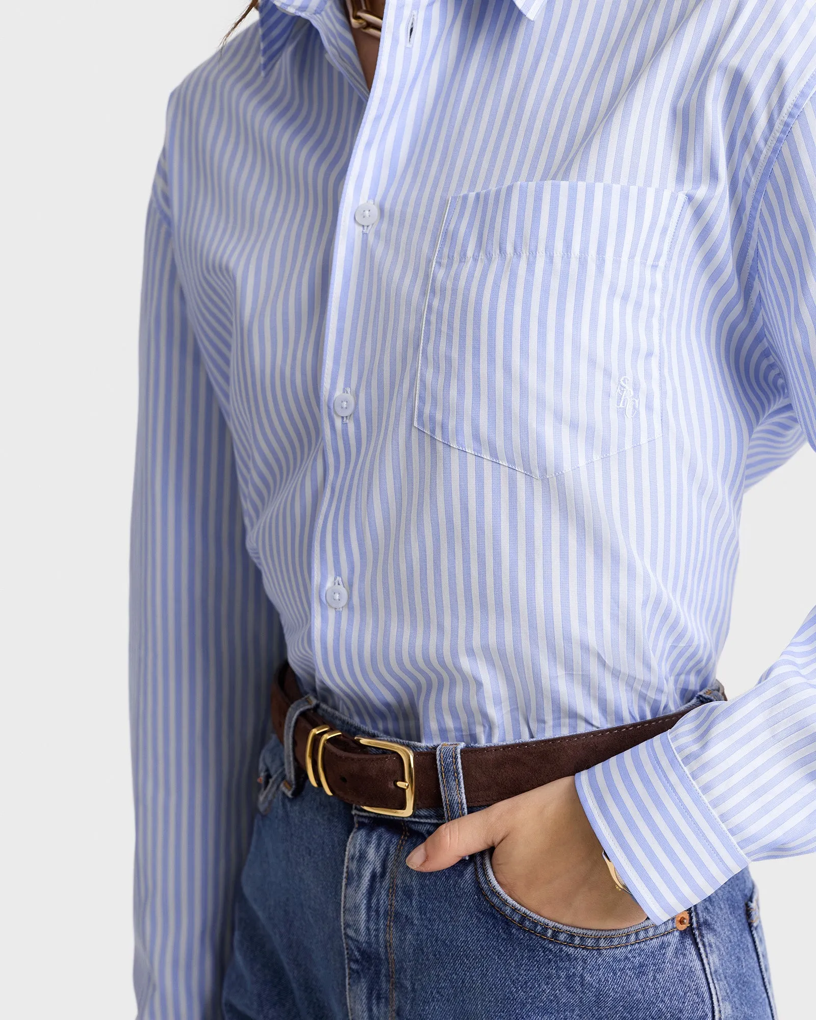 SRC Oversized Shirt - Light Blue Striped sold by Sporty and Rich product image thumbnail 4