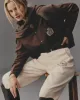 H&W Crest Oversized Shirt - Chocolate/Cream sold by Sporty and Rich