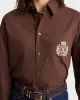 H&W Crest Oversized Shirt - Chocolate/Cream sold by Sporty and Rich