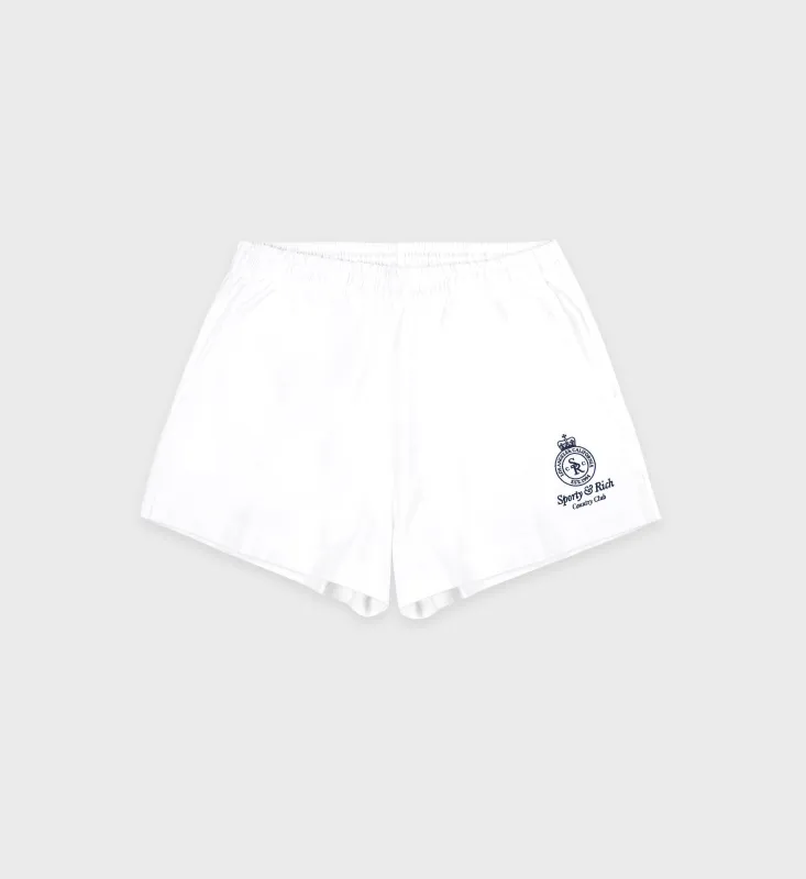 Crown Country Disco Short - White/Navy sold by Sporty and Rich