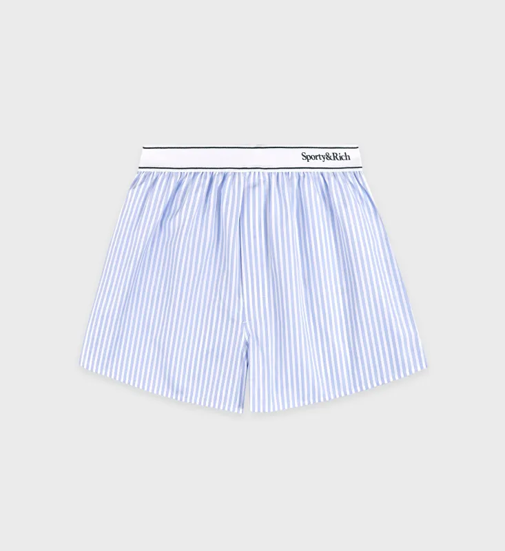 Serif Logo Boxer - Light Blue Striped sold by Sporty and Rich