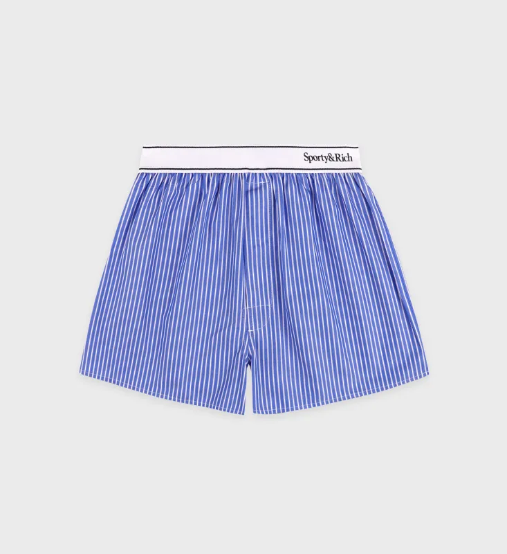 Serif Logo Boxer - Blue Striped sold by Sporty and Rich