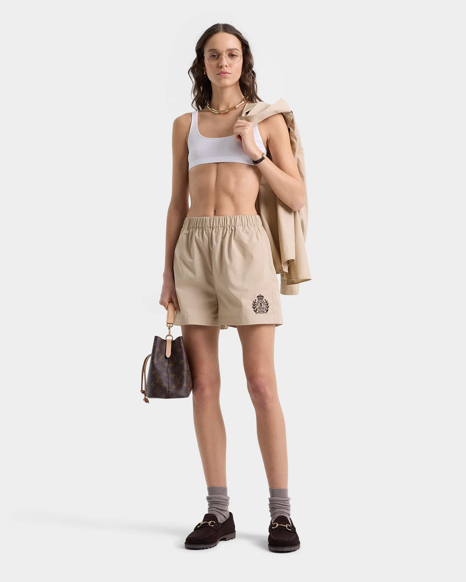 H&W Crest Poplin Short - Light Tan/Chocolate sold by Sporty and Rich product image thumbnail 3