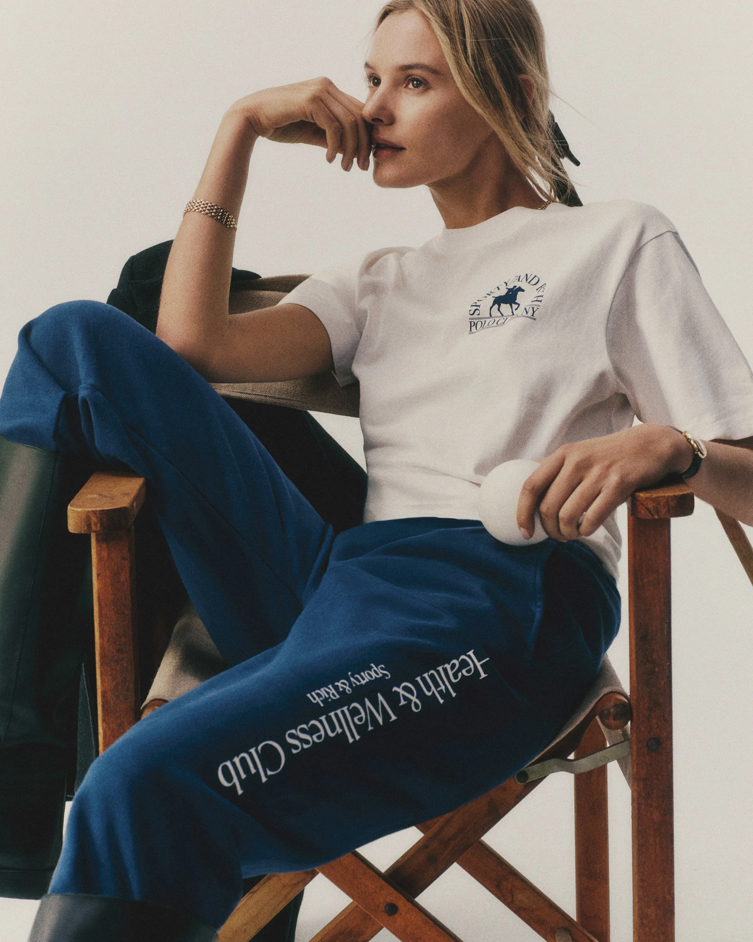 H&W Crest Sweatpant - Navy/White sold by Sporty and Rich product image thumbnail 2