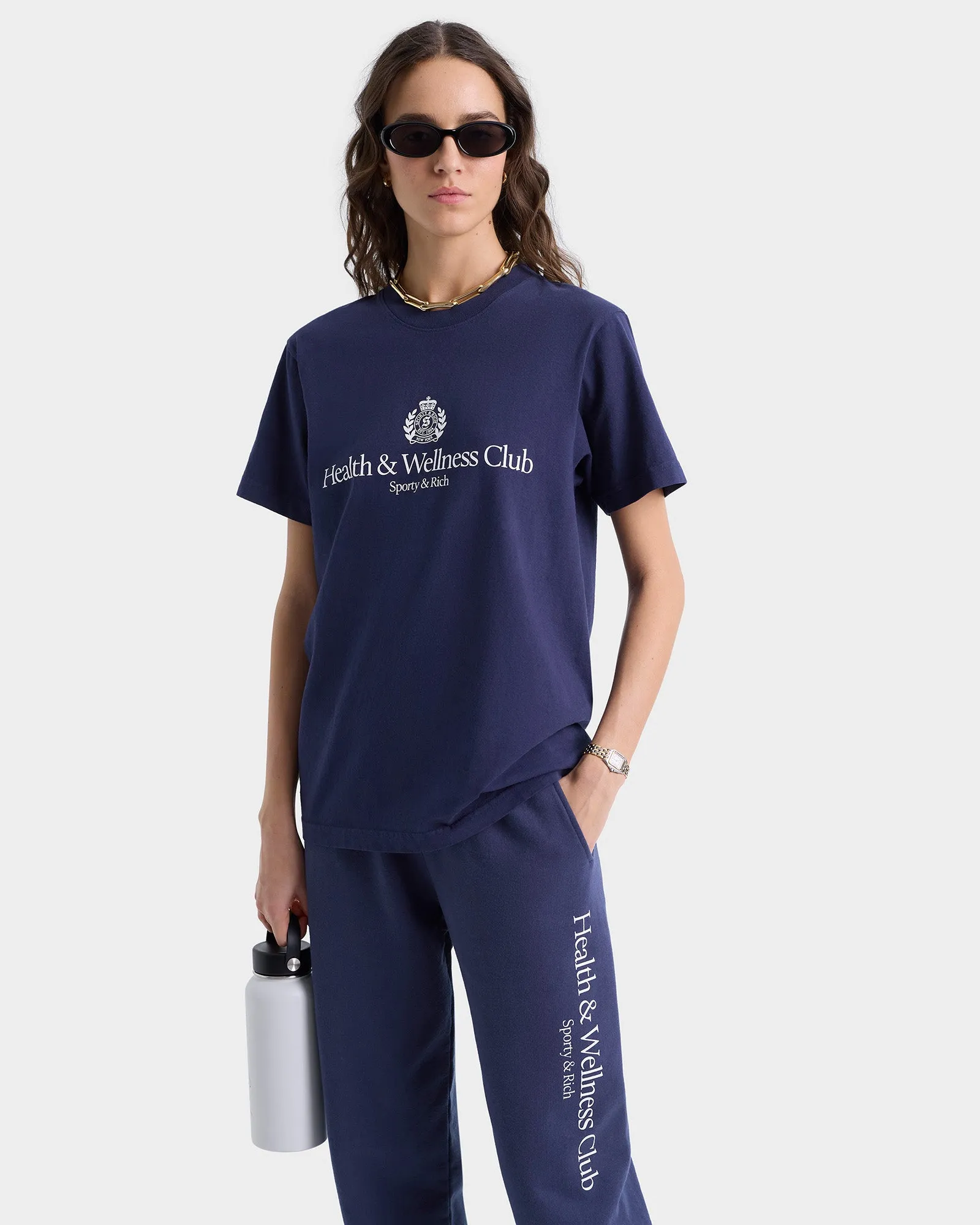 H&W Crest Sweatpant - Navy/White sold by Sporty and Rich product image thumbnail 4