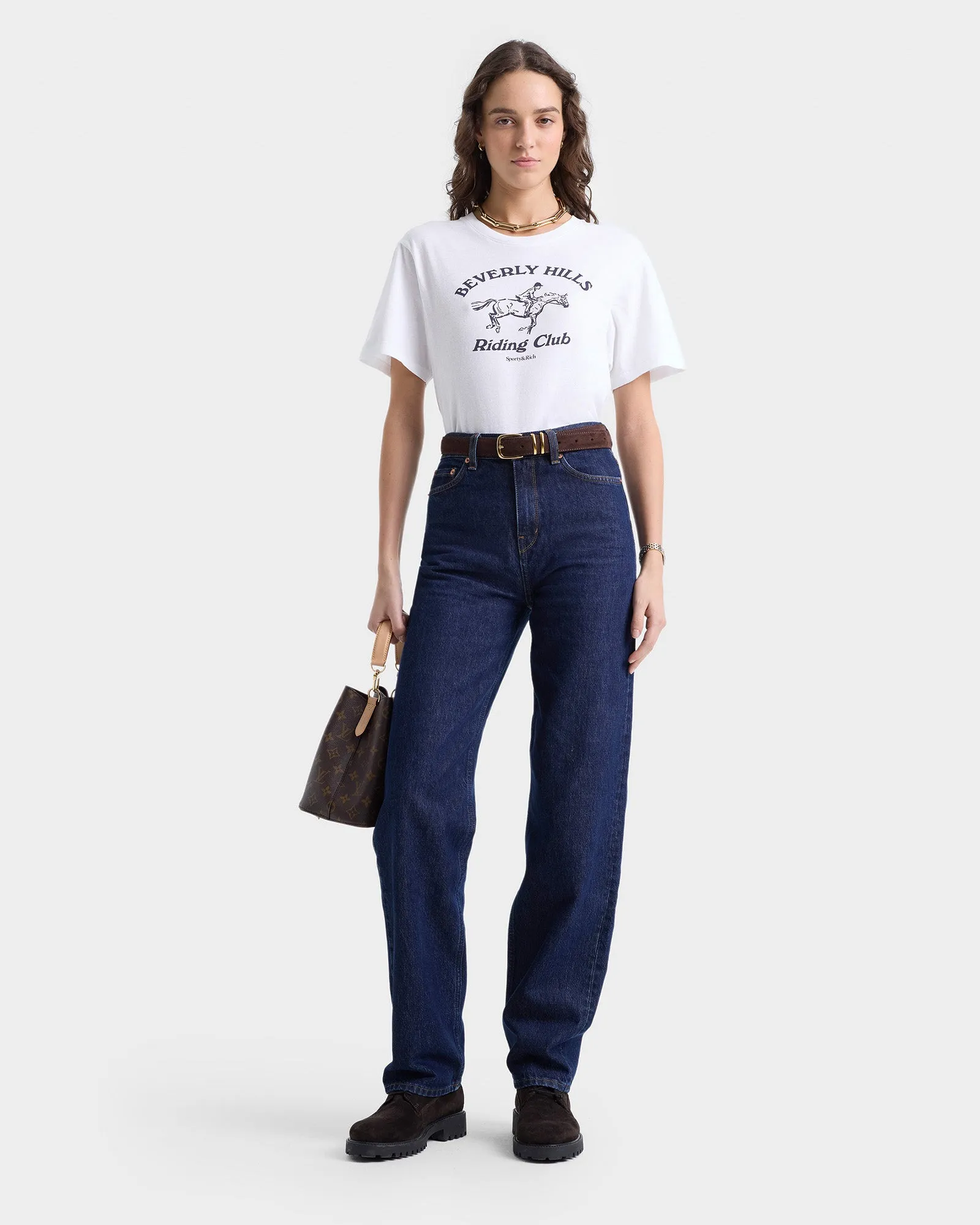 Beverly Hills Riding Club Soft T-Shirt - White/Navy sold by Sporty and Rich product image thumbnail 4
