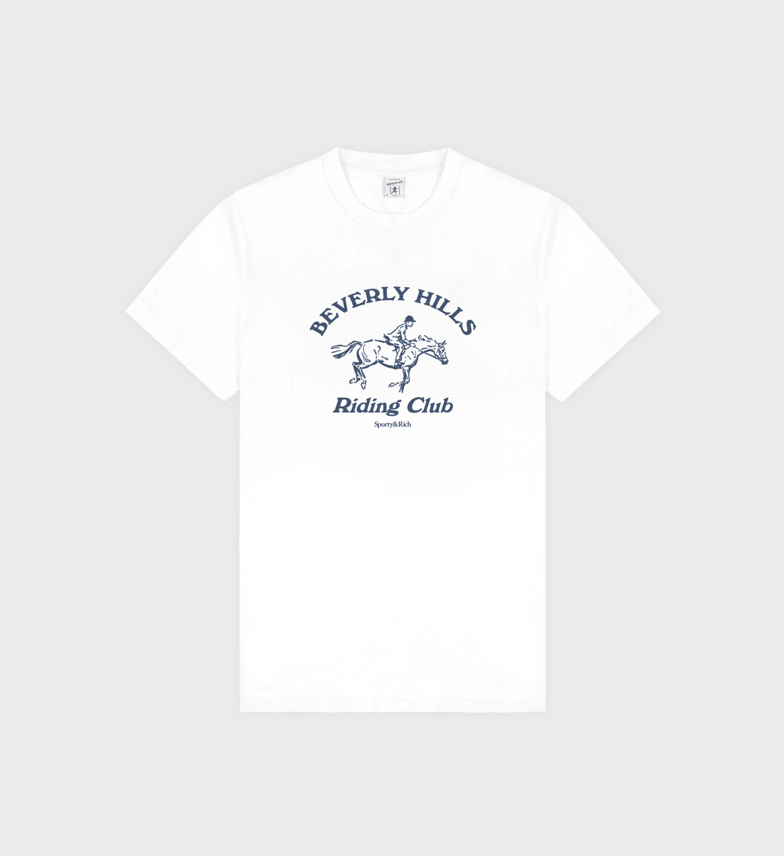 Beverly Hills Riding Club Soft T-Shirt - White/Navy sold by Sporty and Rich