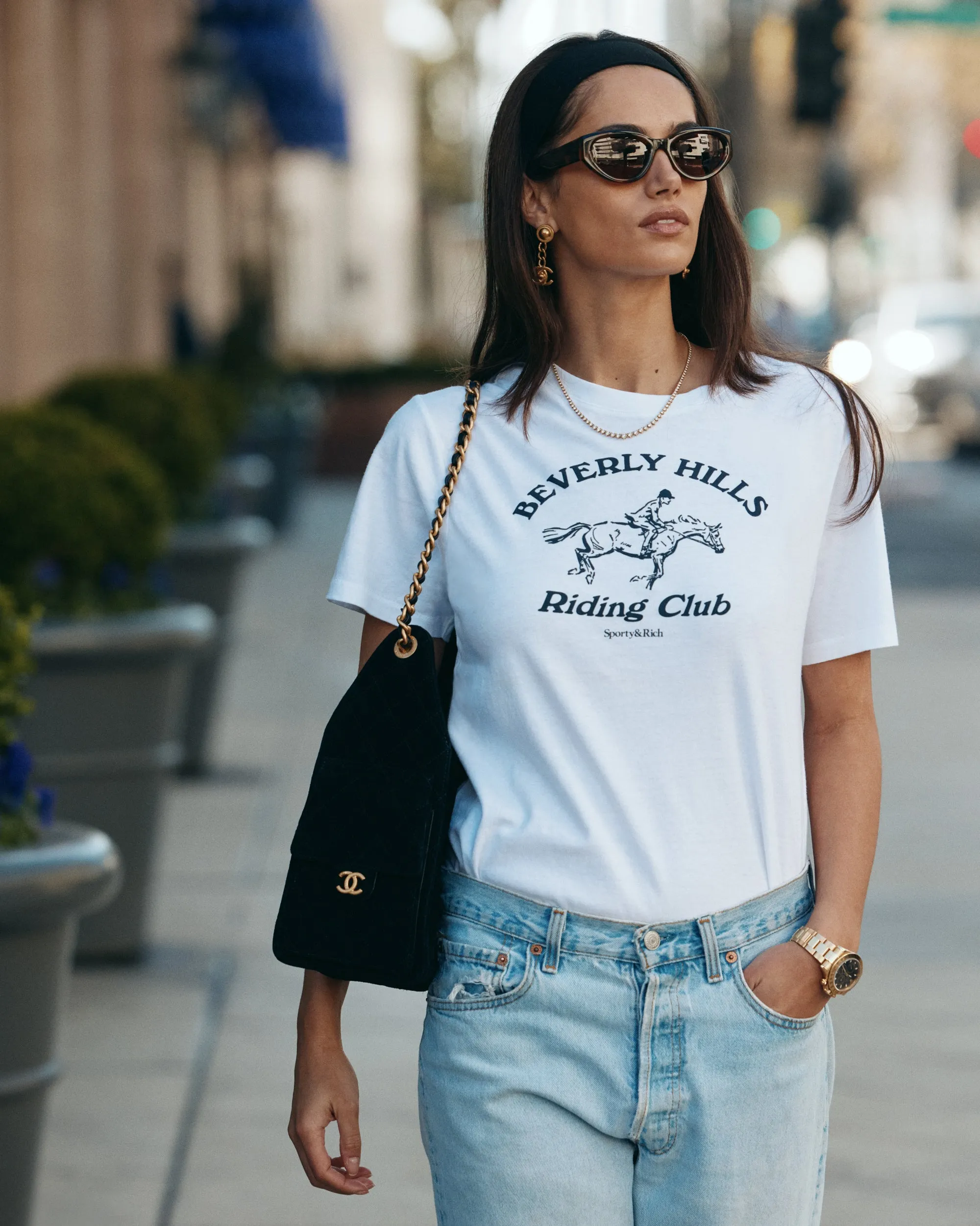 Beverly Hills Riding Club Soft T-Shirt - White/Navy sold by Sporty and Rich product image thumbnail 2