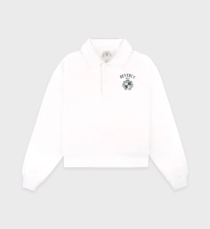 Beverly Hills Crest Soft Polo - White/Navy sold by Sporty and Rich