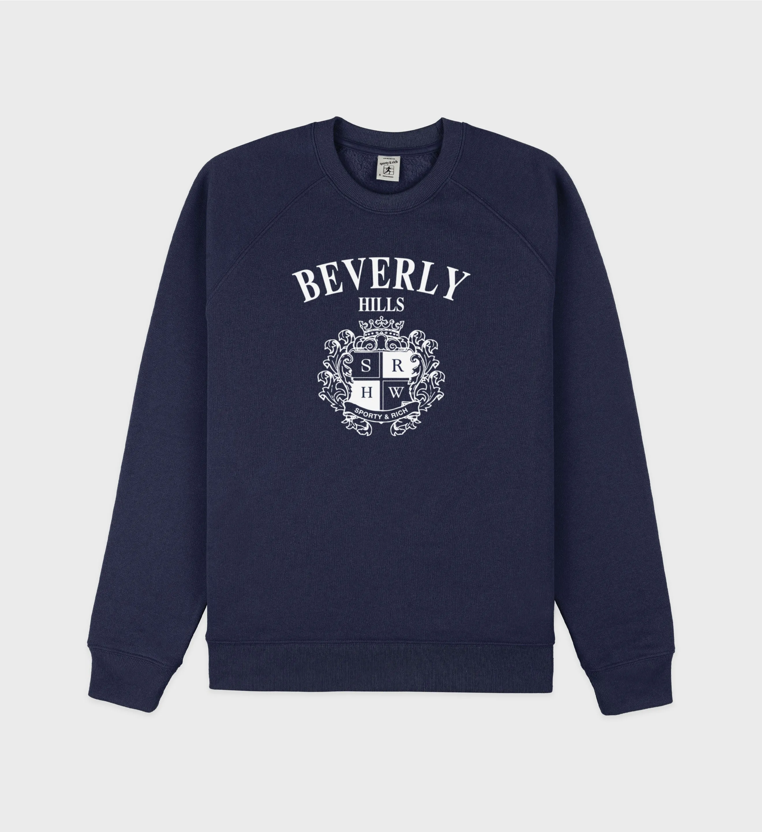Beverly Hills Crest Soft Crewneck - Navy/White sold by Sporty and Rich