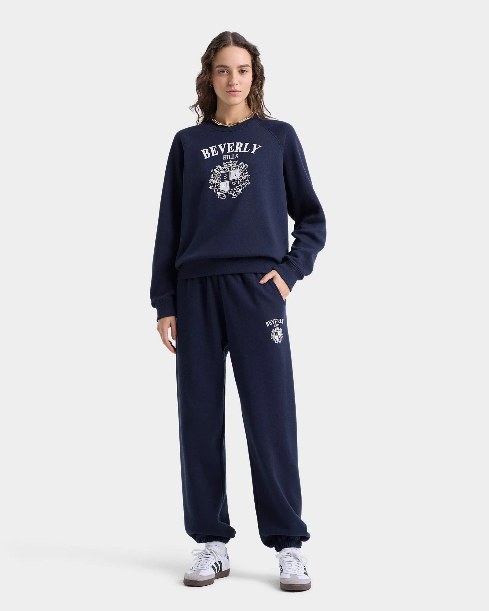 Beverly Hills Crest Soft Crewneck - Navy/White sold by Sporty and Rich product image thumbnail 3