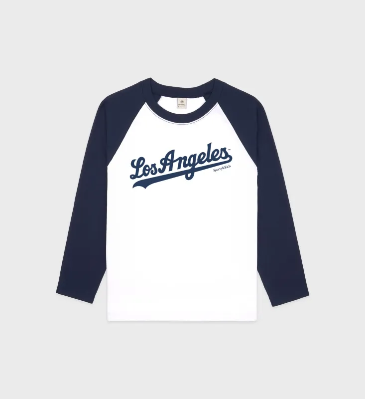 Dodgers Baseball Tee - White/Navy sold by Sporty and Rich