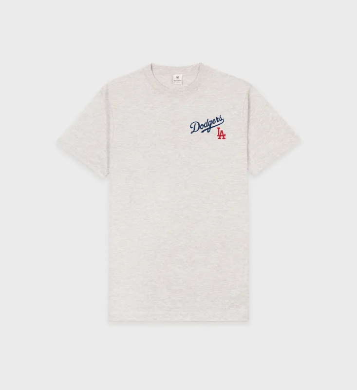 Dodgers Serif T-Shirt - Heather Gray/Navy sold by Sporty and Rich