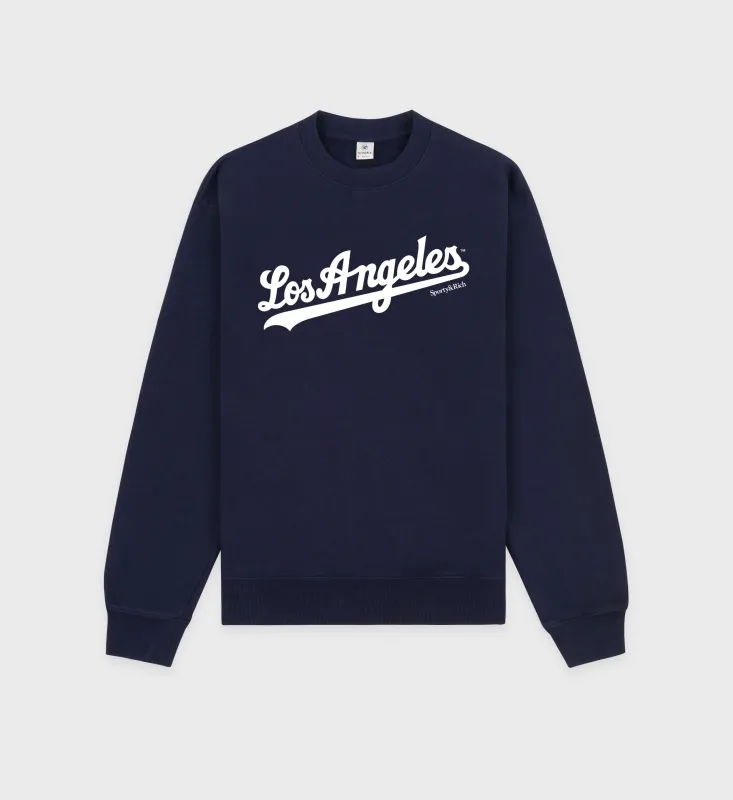 Dodgers Crewneck - Navy/White sold by Sporty and Rich