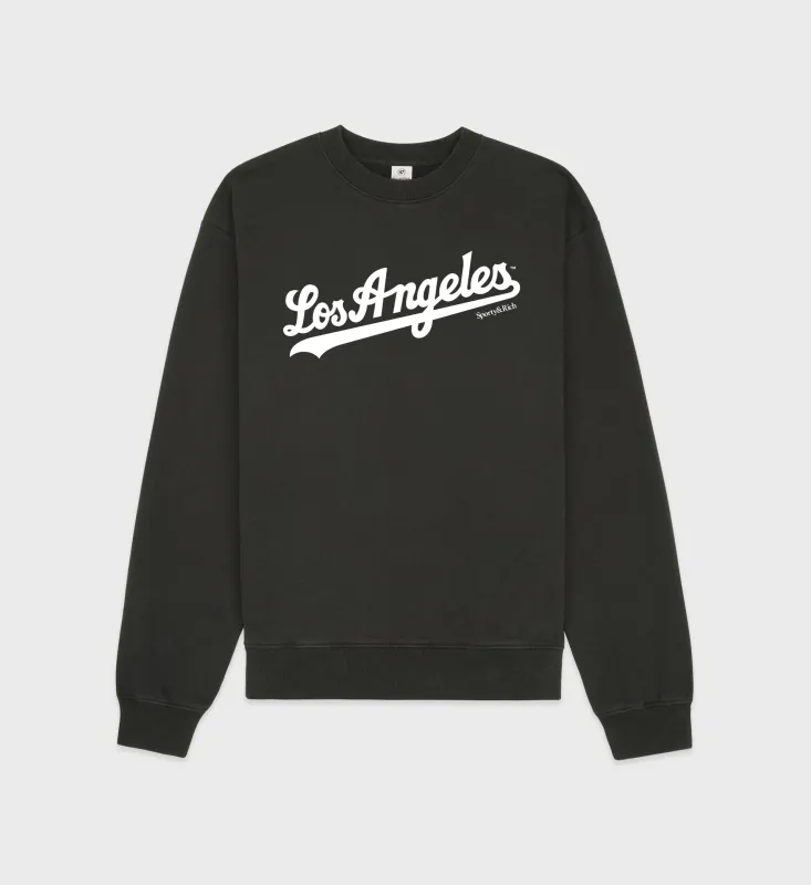 Dodgers Crewneck - Faded Black/White sold by Sporty and Rich