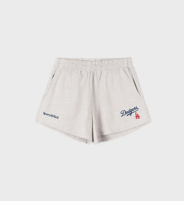 Dodgers Serif Disco Short - Heather Gray/Navy sold by Sporty and Rich