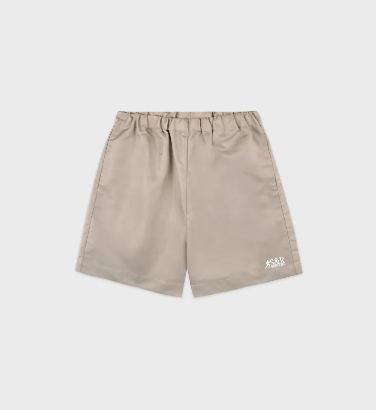 SR Runner Nylon Short - Elephant/White sold by Sporty and Rich