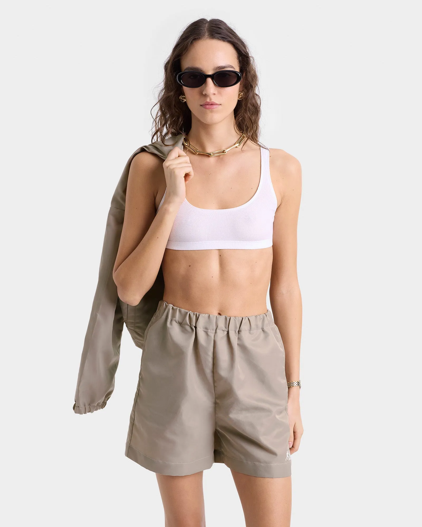 SR Runner Nylon Short - Elephant/White sold by Sporty and Rich product image thumbnail 3