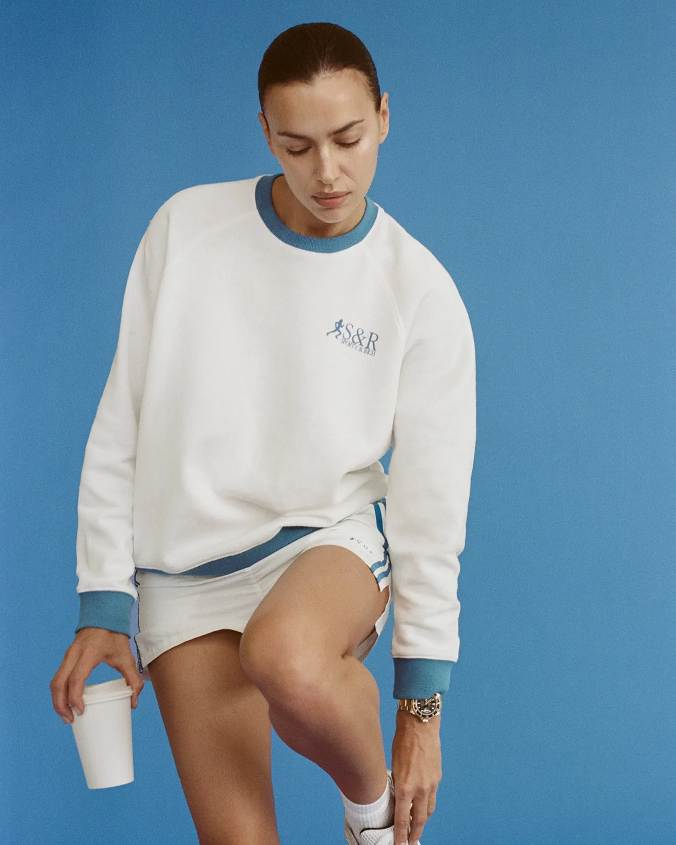 SR Runner Track Short - White/Team Blue sold by Sporty and Rich product image thumbnail 2