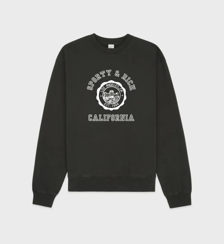 California Emblem Crewneck - Faded Black/White sold by Sporty and Rich